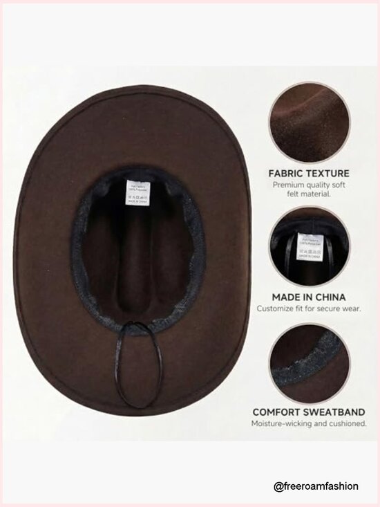 Shapable Wide Brim Felt Cowgirl Hat with Interchangeable Bands main image 7
